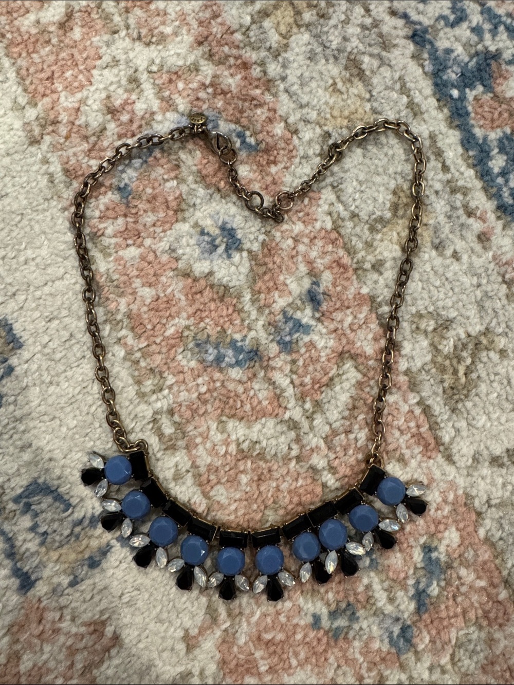 J.Crew Statement Periwinkle Blue and Black Gem Necklace -